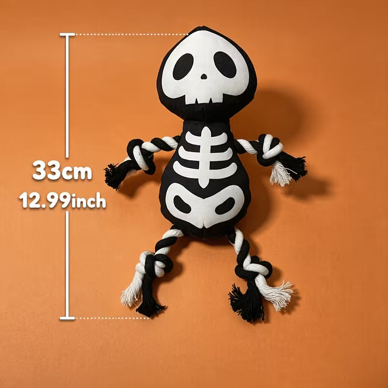 Juguete Calavera de Peluche para Perro – Blanco y Negro