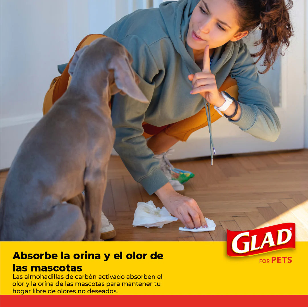 Glad / Tapete entrenador 5 capas / A prueba de fugas, Elimina olores, convierte la orina en gel / 14 pz