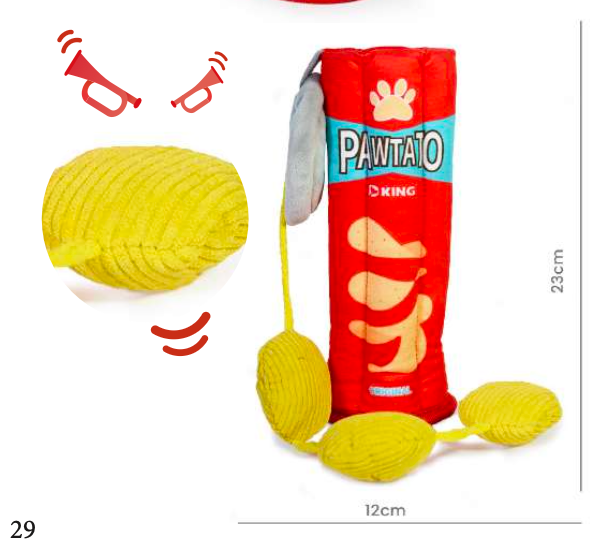 Peluche papitas en tubo con squeaker / Potato Toy