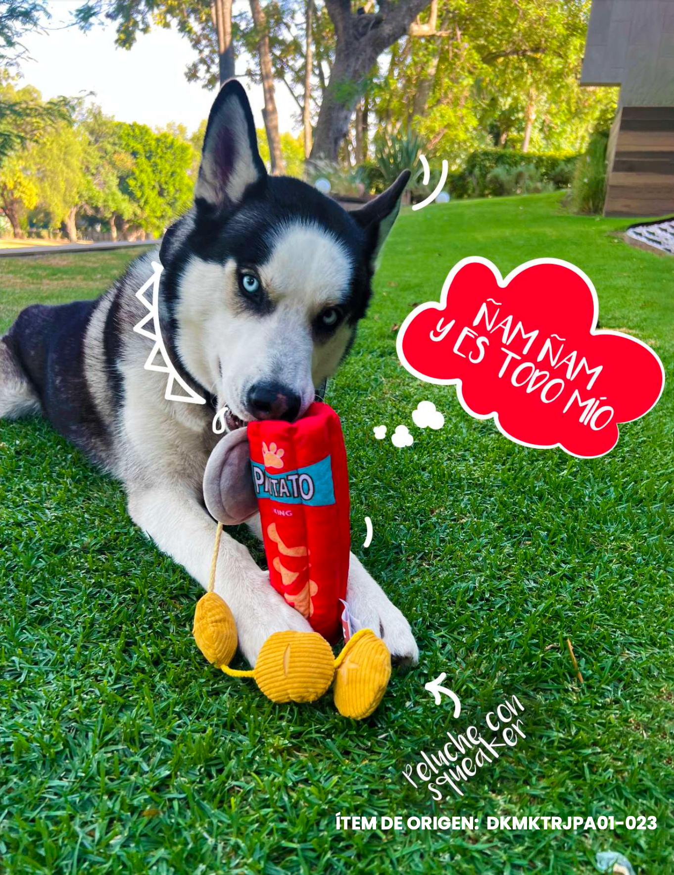 Peluche papitas en tubo con squeaker / Potato Toy