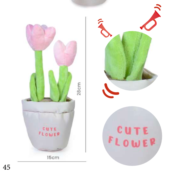 Peluche con forma de maceta con tulipanes / Tulip Toy