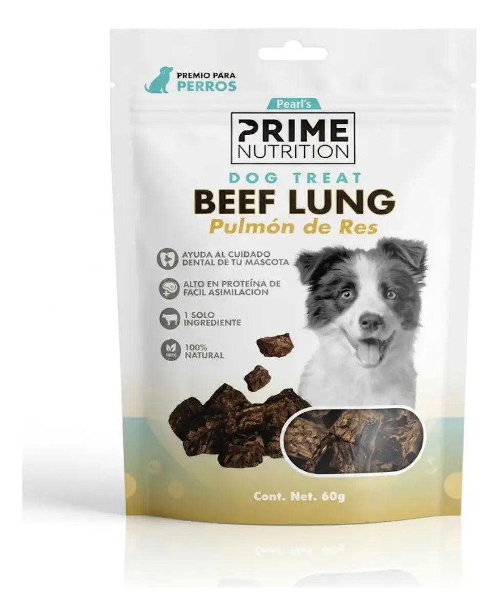 Pearl's Prime Nutrition Beef Lung – Pulmón de Res para Perro 60 g