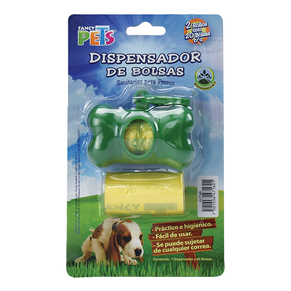 Dispensador de Poop bags / Con forma de Huesito / 40 bolsas / Fancy Pets