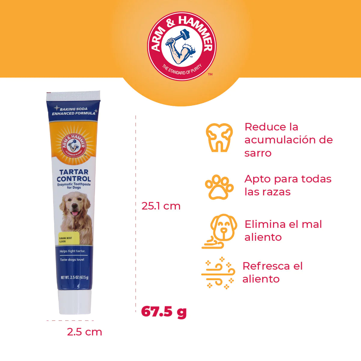 Pasta dental para perro / Sabor Plátano con Menta / Arm & Hammer / 3 pz