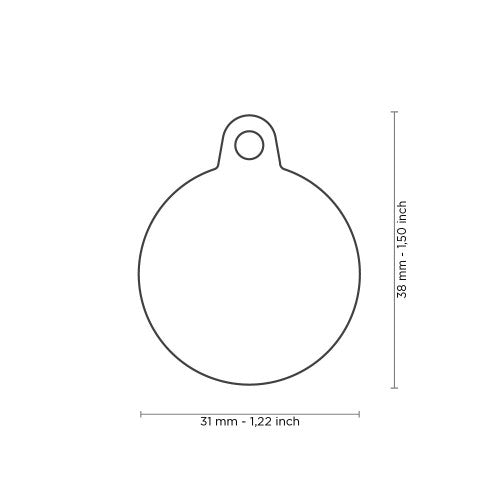Plaquita de identificación / Hushtag My Family / Circulo con aro de goma violeta y aluminio violeta