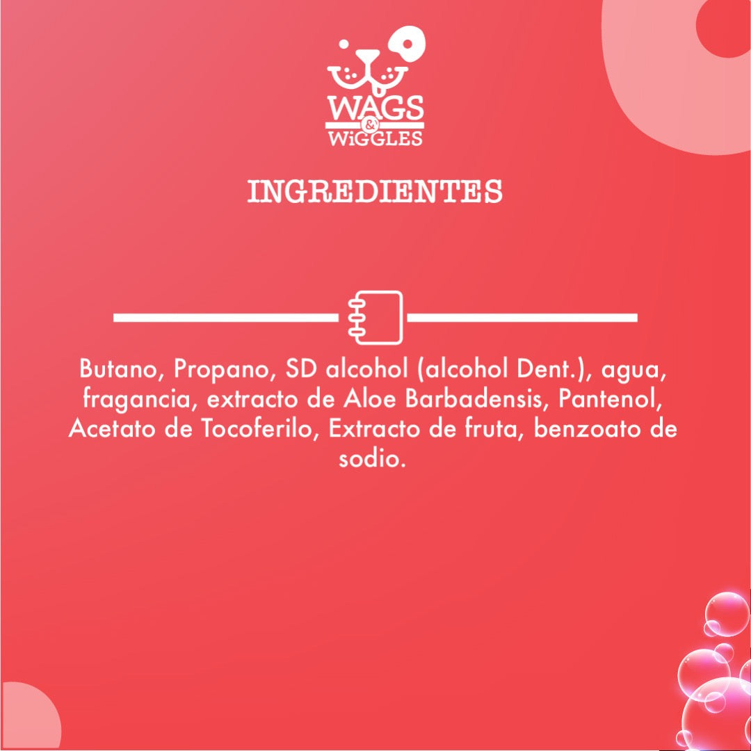 Spray de fragancia para perros / Wags & Wiggles / elimina olores dejando un aroma a fresa / 198 g