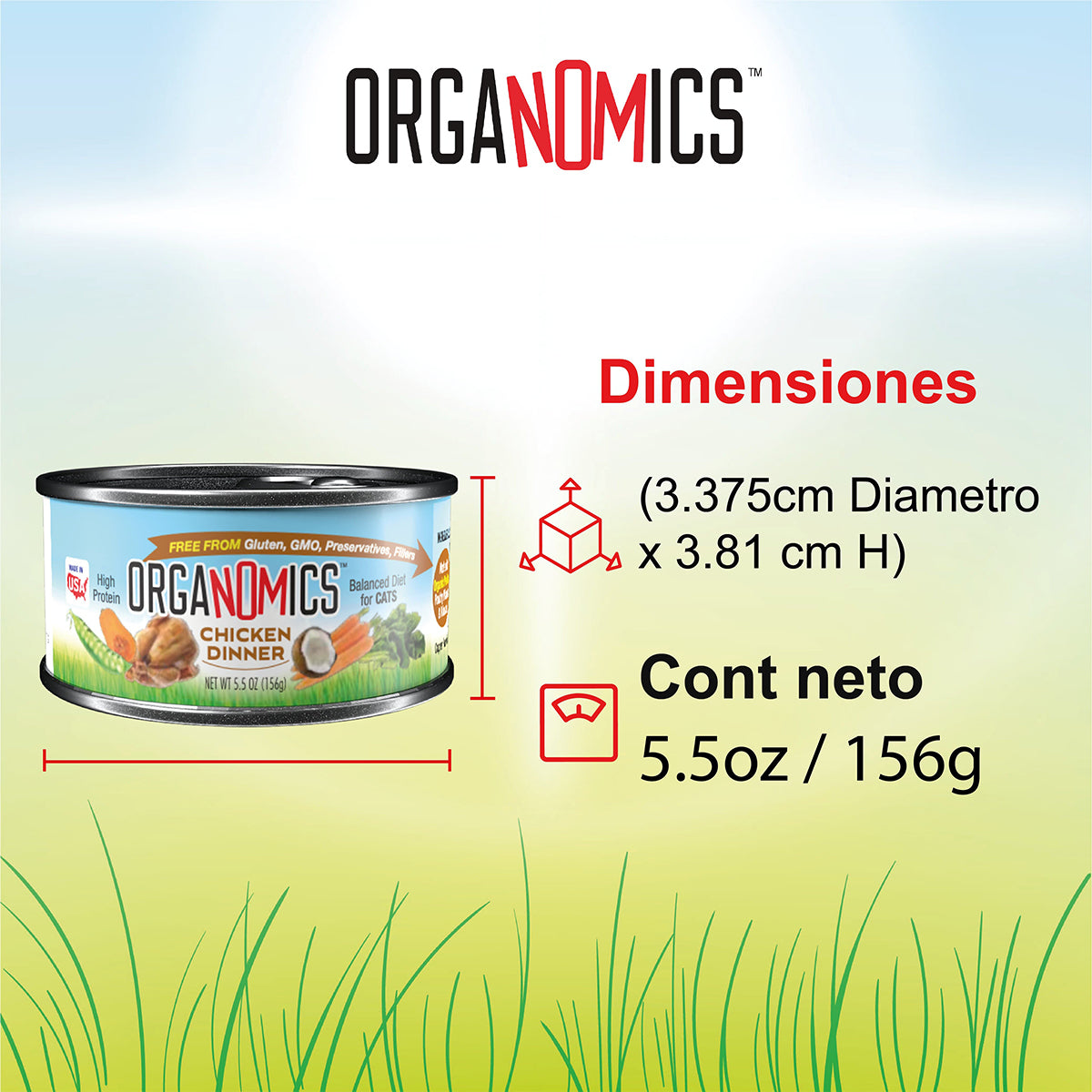 OrgaNOMics / Alimento Húmedo / Ingredientes Orgánicos Gato / Pollo / 156 g