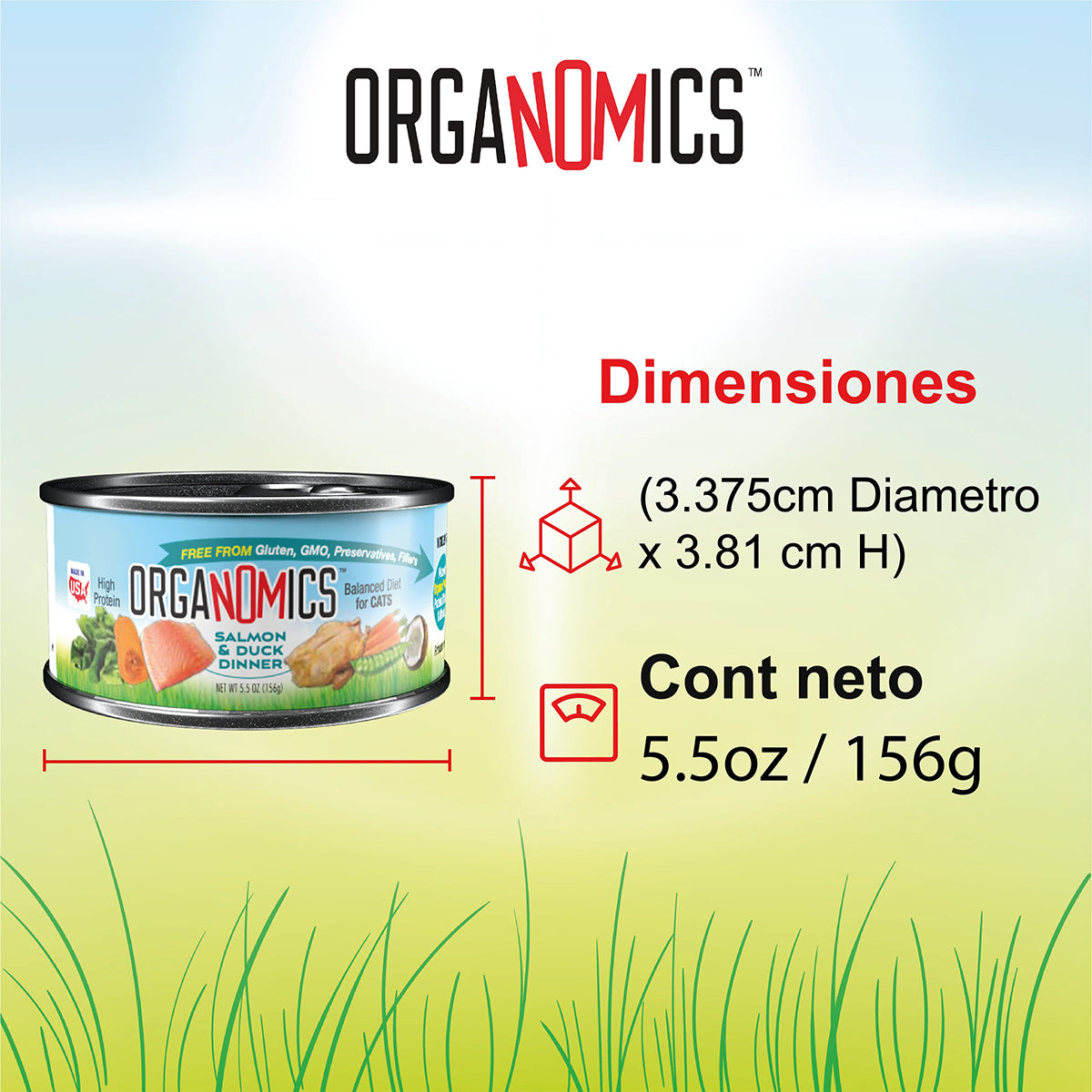 OrgaNOMics / Alimento Húmedo / Ingredientes Orgánicos Gato / Salmón y Pato / 156 g