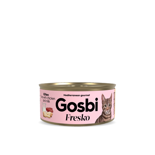 Alimento húmedo para gato cachorro / Atún con pollo y leche / Gosbi / 70 gr