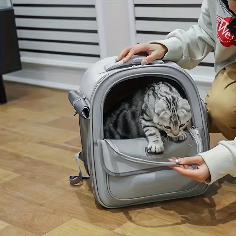 Mochila transportadora perros y gatos / Color gris
