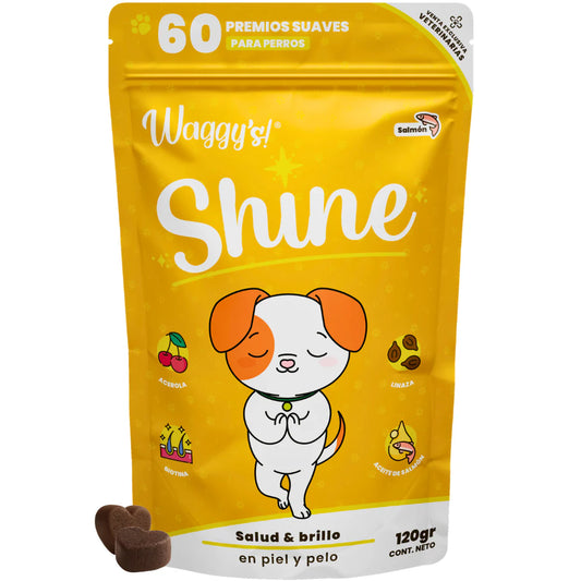 Waggy’s Shine – Suplemento para Comezón, Piel y Caída de Pelo en Perros