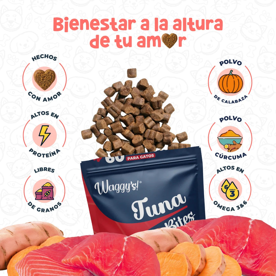 Waggy’s Bites Atún para Gatos – Premios Naturales y Nutritivos