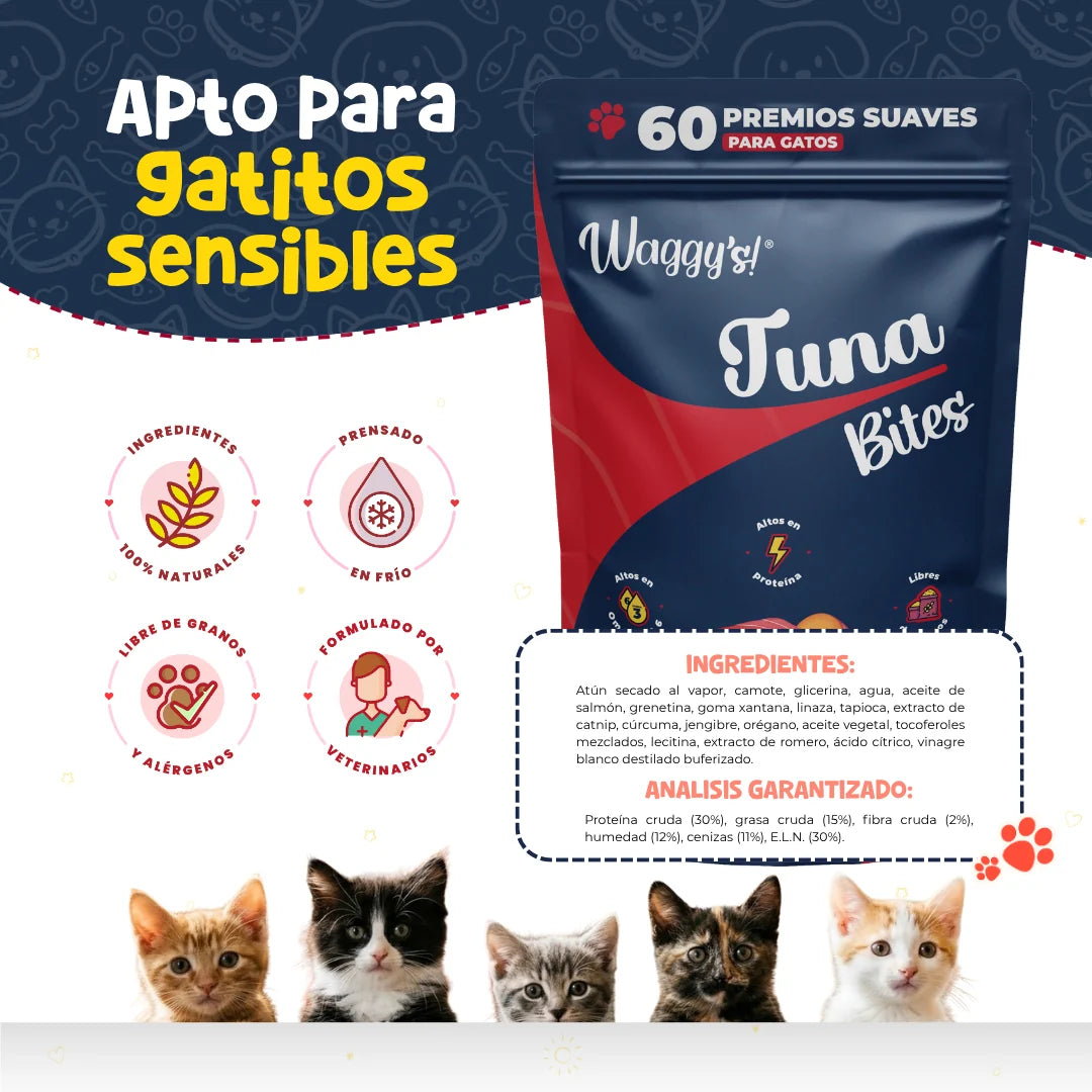 Waggy’s Bites Atún para Gatos – Premios Naturales y Nutritivos