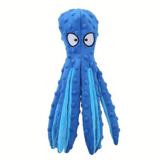 Pulpo Azul de Peluche sin Relleno con Sonido para Perro – 32 cm