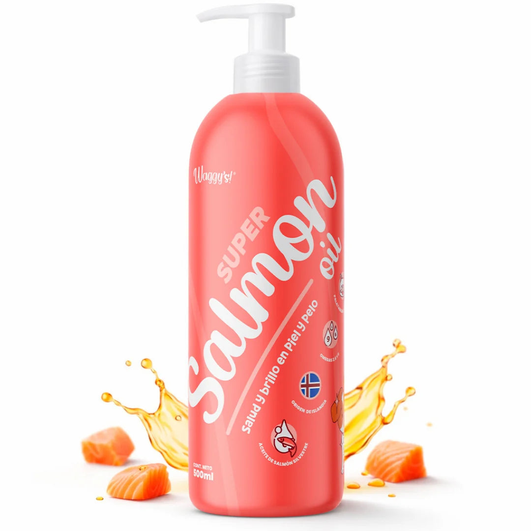 Waggy’s Super Salmon Oil – Aceite de Salmón Silvestre con Omega-3 para Perros y Gatos