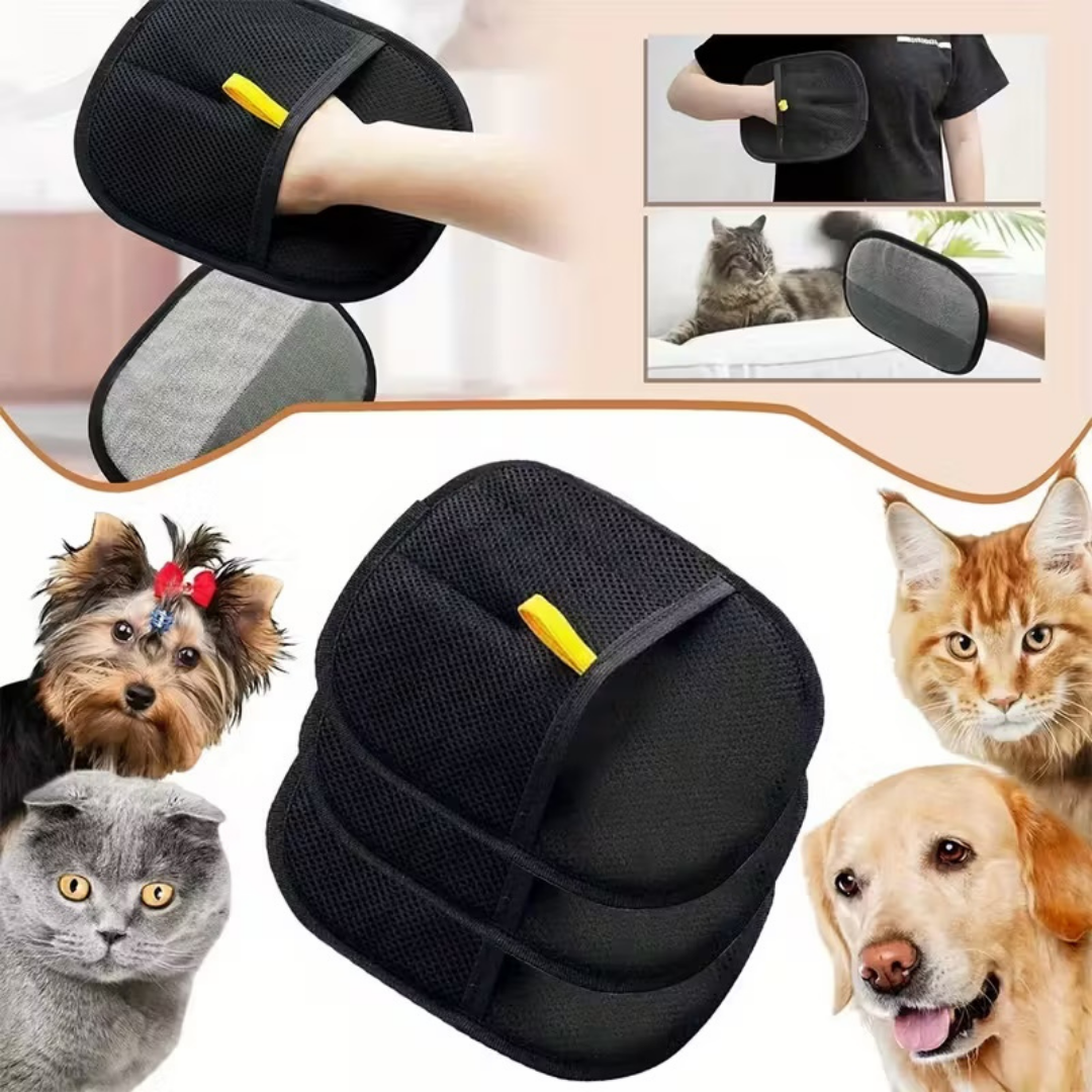 Guante electroestático para remover pelo de perros y gatos.