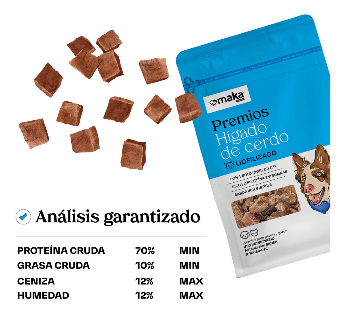 Premios de Hígado de cerdo Liofilizado / Maka / 40 gr
