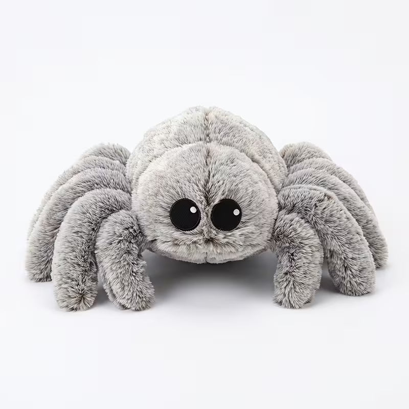 Araña Gris de Peluche con Ojos Grandes – Suave y Esponjosa 18 cm