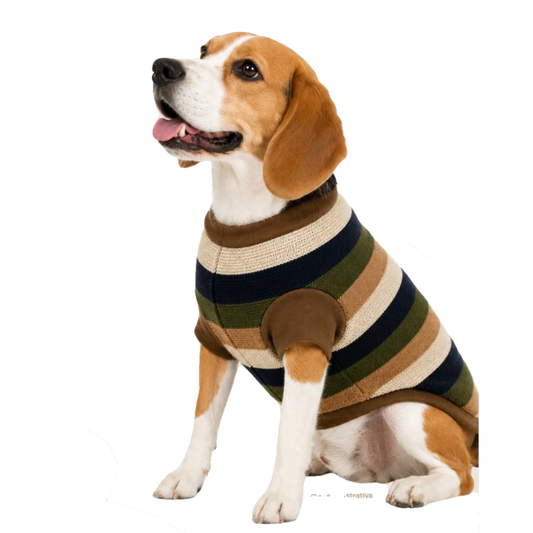 Suéter para Perro Rayas Moka con Interior de Borreguita