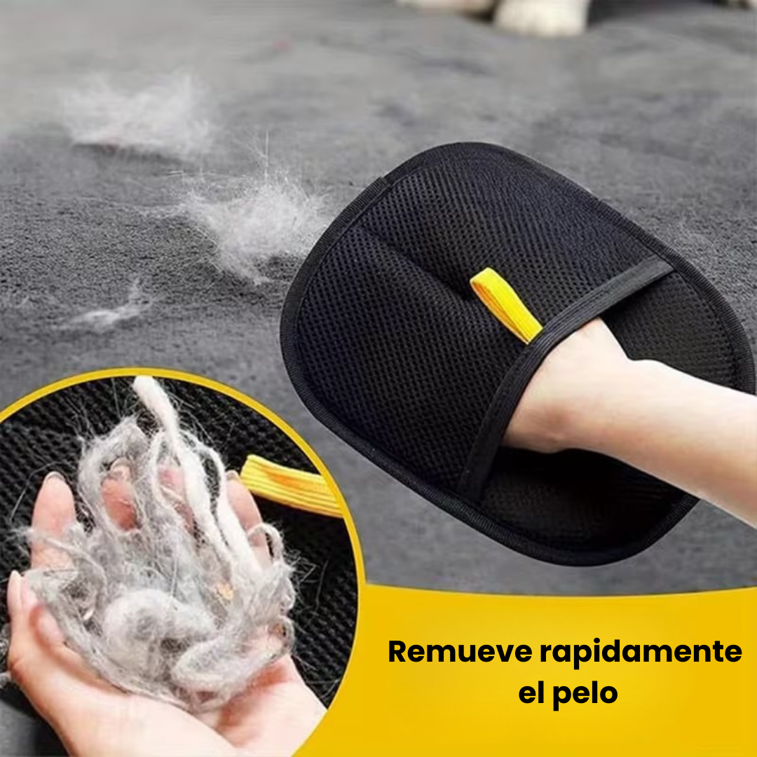 Guante electroestático para remover pelo de perros y gatos.