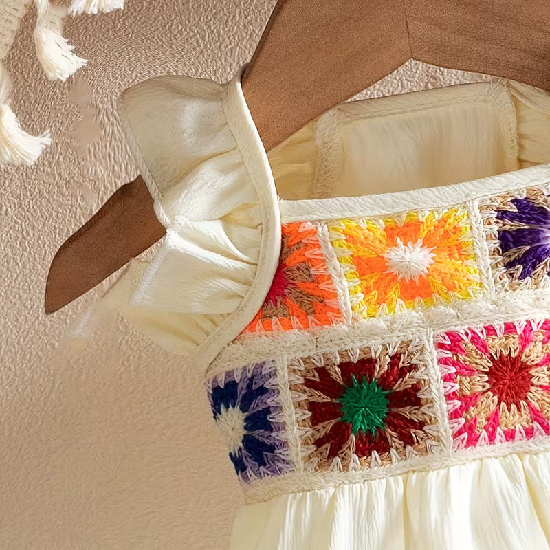 Vestido de Crochet Étnico con Volantes para Perro y Gato