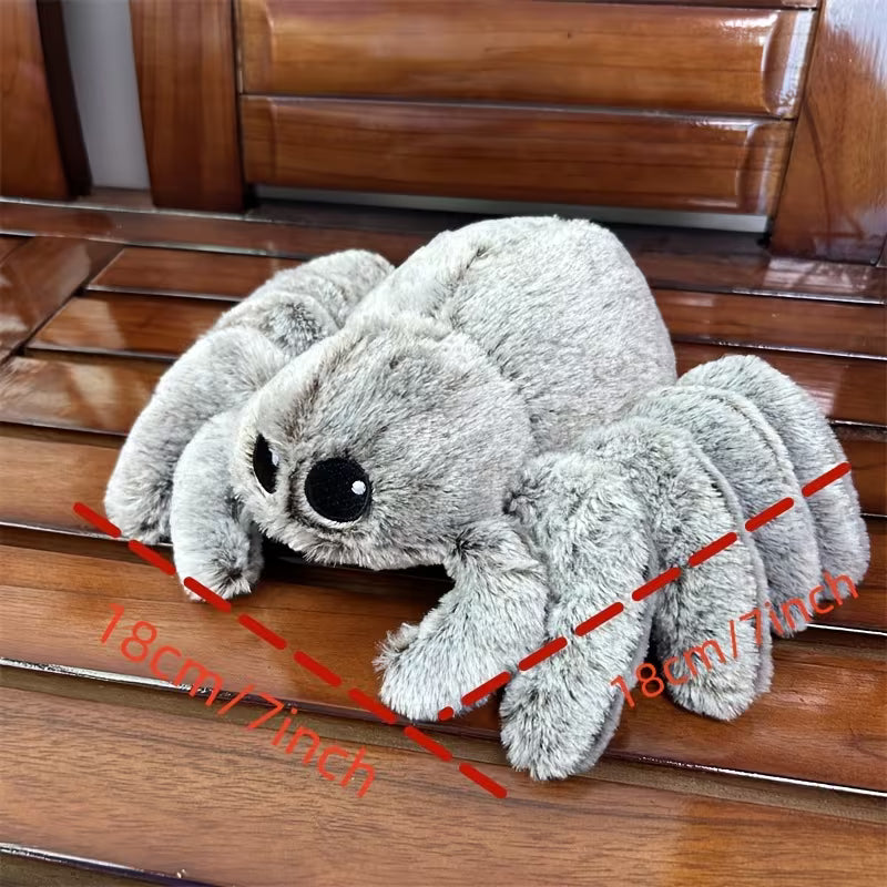 Araña Gris de Peluche con Ojos Grandes – Suave y Esponjosa 18 cm