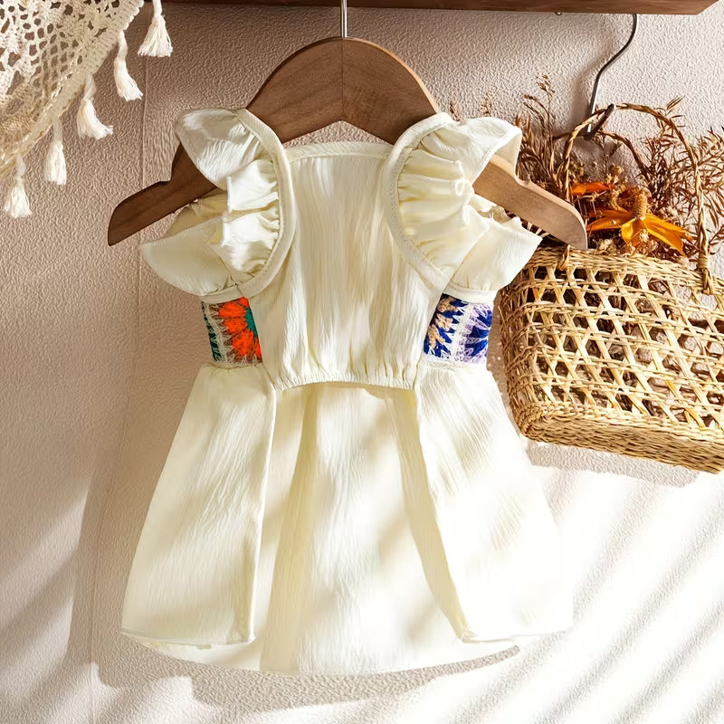 Vestido de Crochet Étnico con Volantes para Perro y Gato