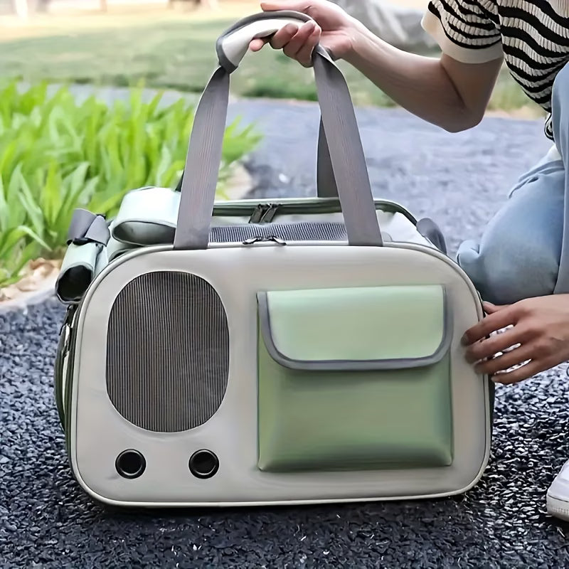 Mochila transportadora perros y gatos / Color verde