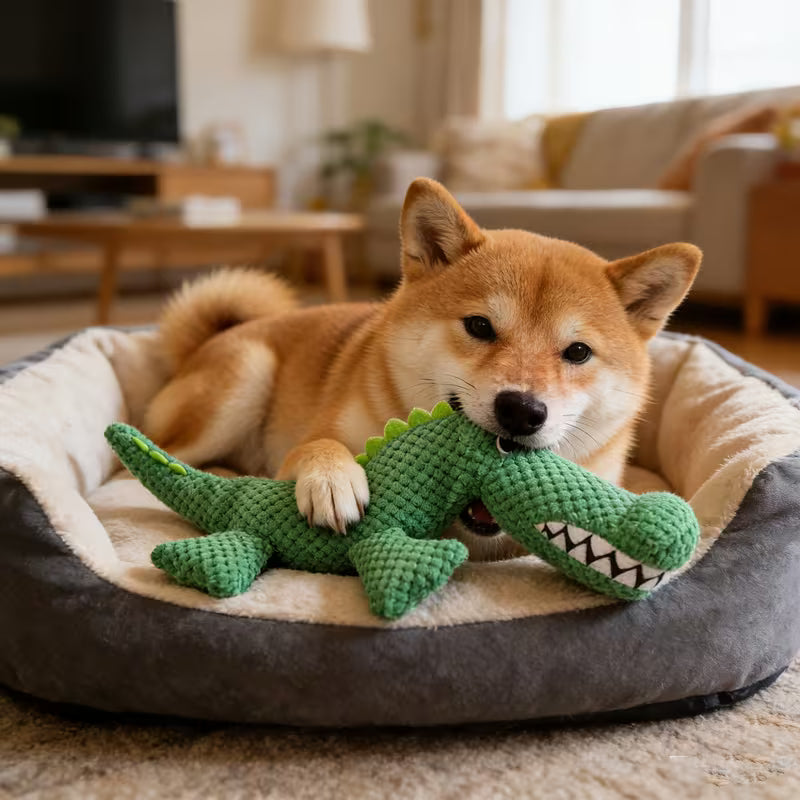 Juguete de peluche para perro / Dinosaurio verde