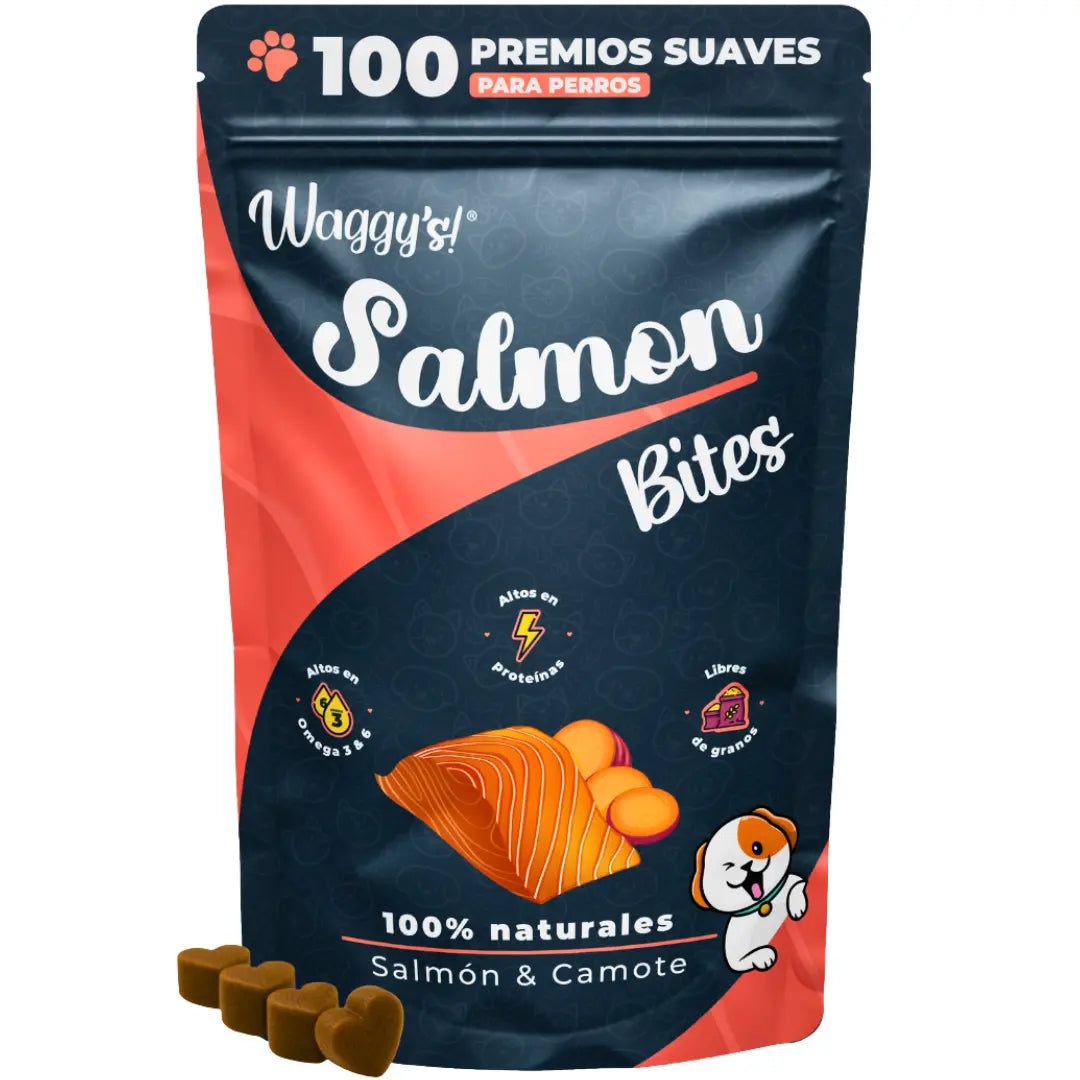 Waggy’s Bites Salmón – Masticables Suaves Naturales para Entrenamiento de Perros