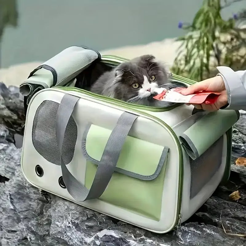 Mochila transportadora perros y gatos / Color verde