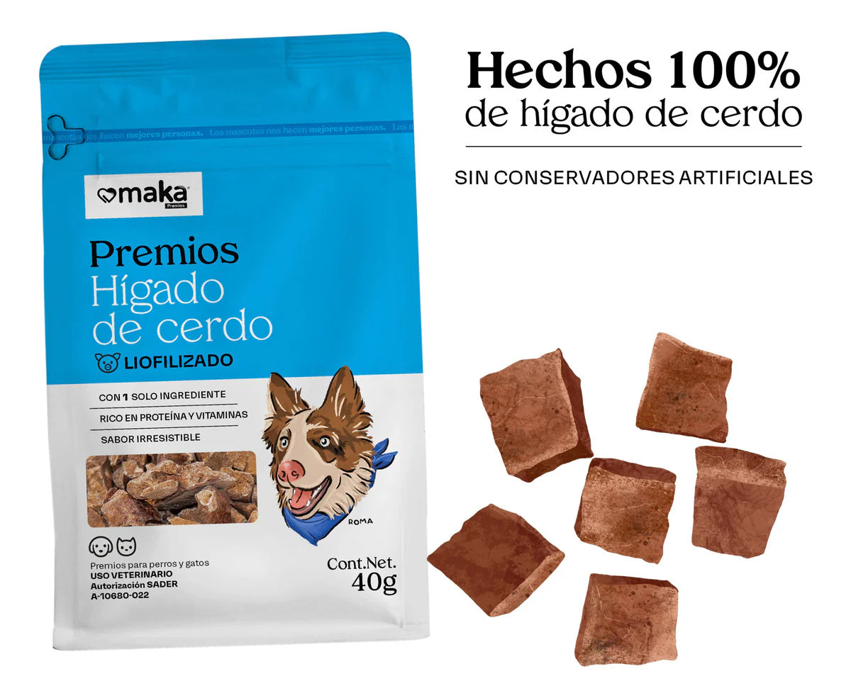 Premios de Hígado de cerdo Liofilizado / Maka / 40 gr