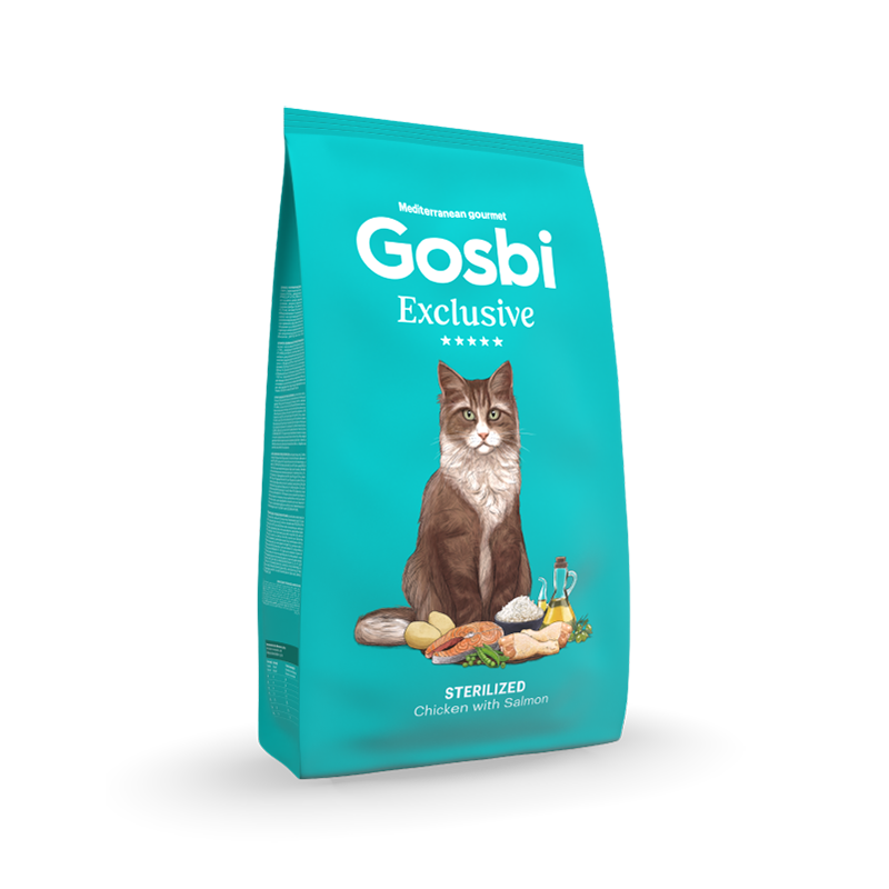 Alimento para gato / Gosbi Exclusive Gato Adulto esterilizado / Pollo y salmón / 6 kg