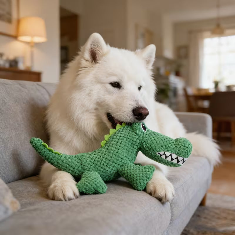 Juguete de peluche para perro / Dinosaurio verde