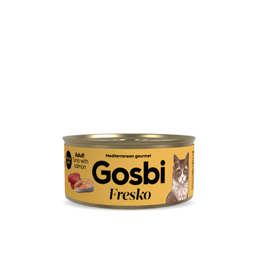 Alimento húmedo para gato / Atún con salmón / Gosbi / 70 gr