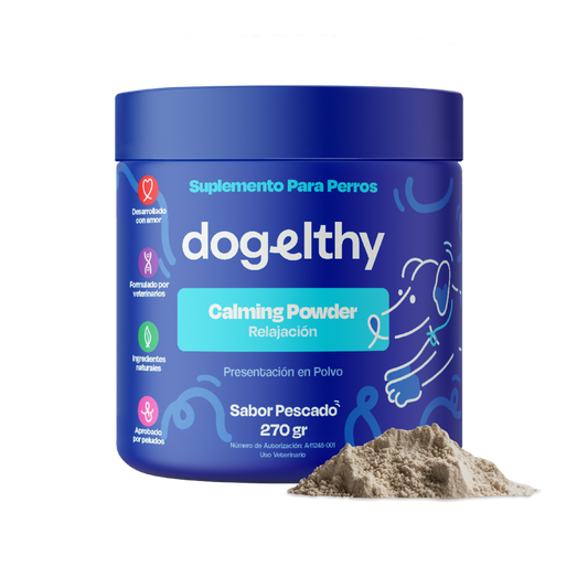 Dogelthy / Calming Powder / Calmante / Relajante Natural para Hiperactividad o Estrés Sabor a Pescado de 270g