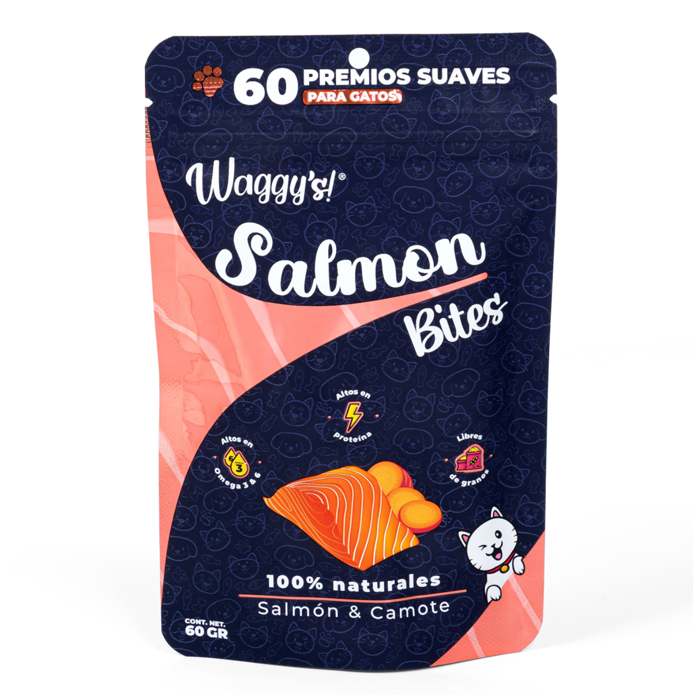 Waggy’s Bites Salmón para Gatos – Premios Naturales y Nutritivos