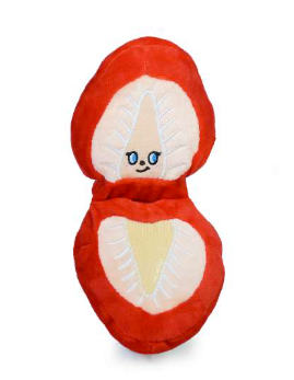 Peluche con forma de fresa con squeaker y espacio para premio