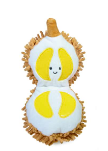 Peluche con forma de guanábana con squeaker y espacio para premio