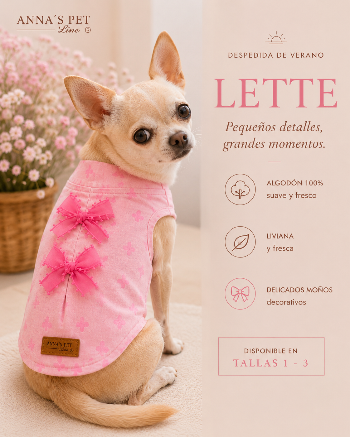 Blusa para perrita Lette Rosa – Anna’s Pet Line
