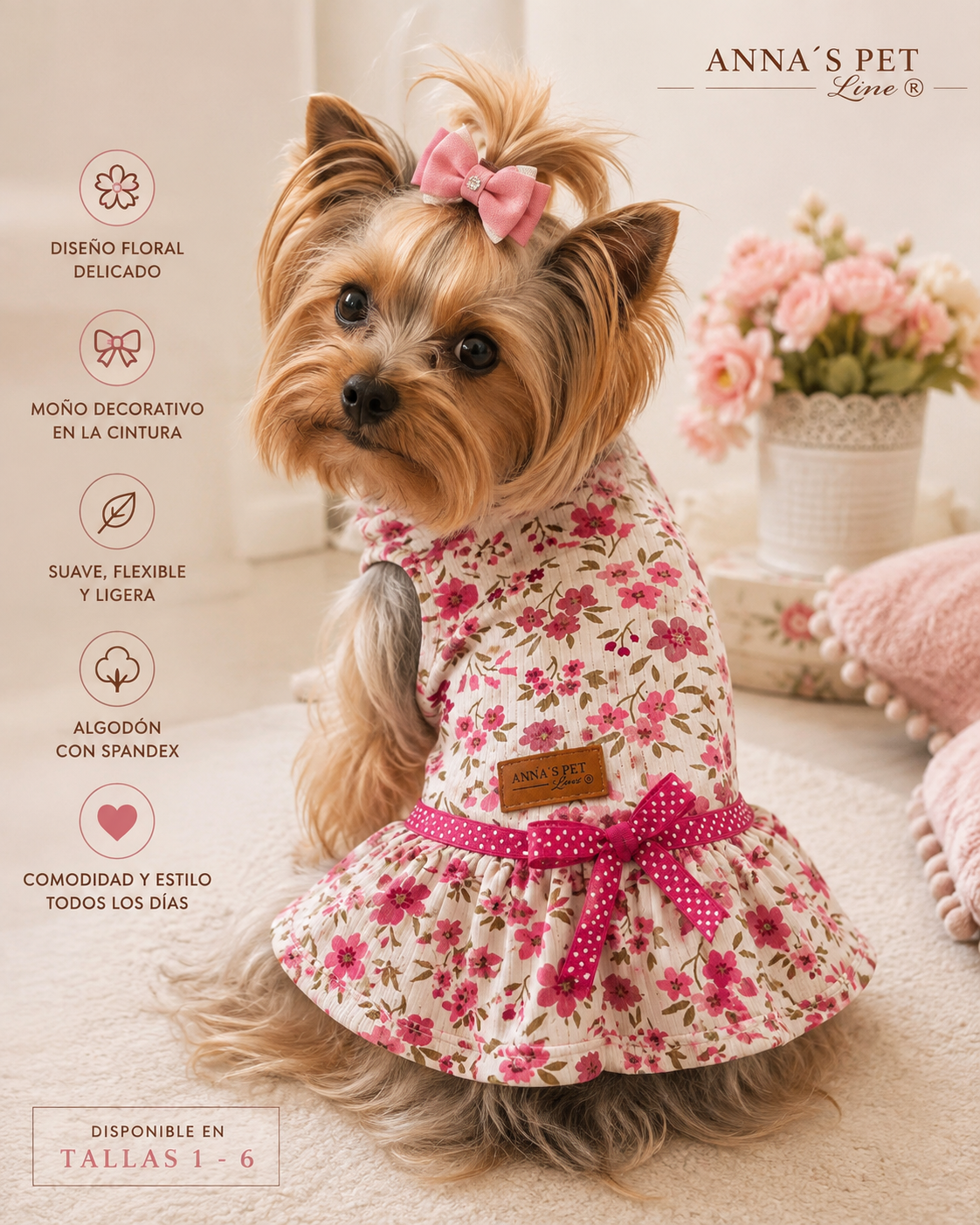 Vestido para perrita Dina Floral | Anna’s Pet Line