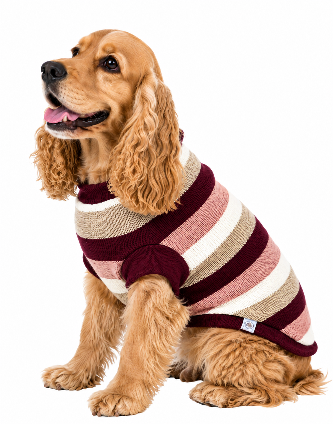 Suéter para Perro Rayas Tinto con Interior de Borreguita