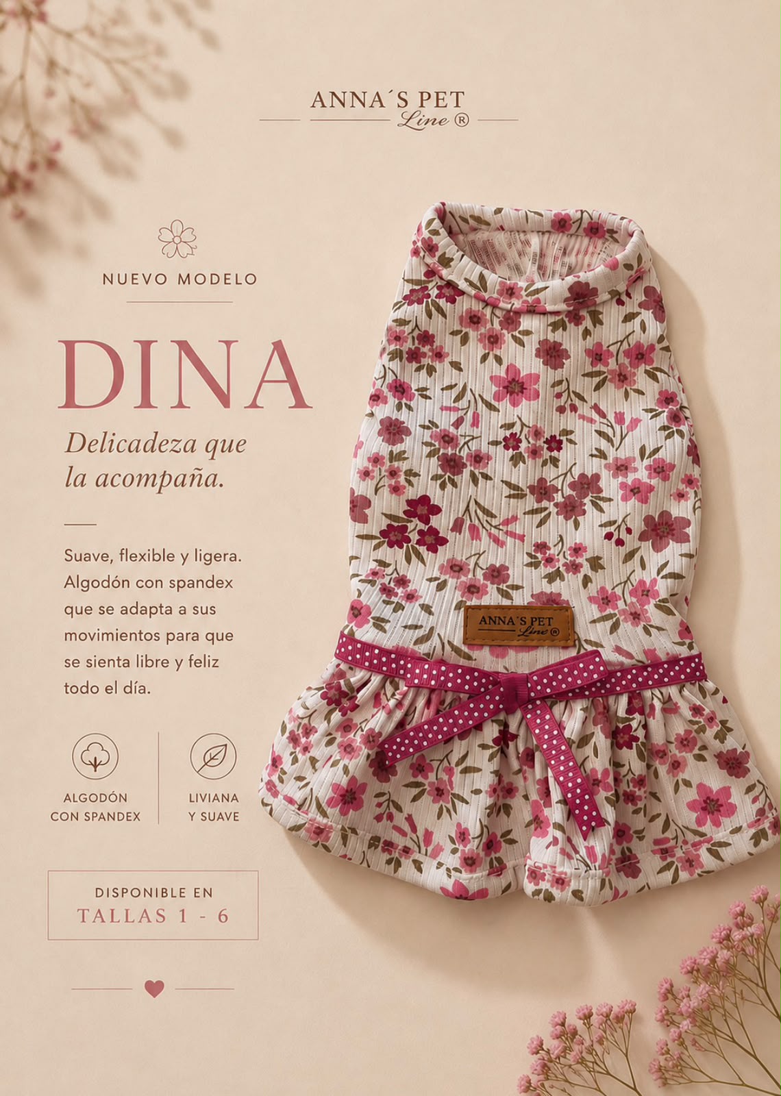 Vestido para perrita Dina Floral | Anna’s Pet Line