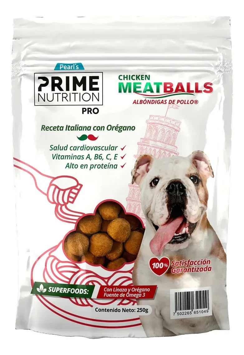 Pearl's Prime Nutrition PRO Chicken Meatballs – Premios de Pollo para Perro 250 g