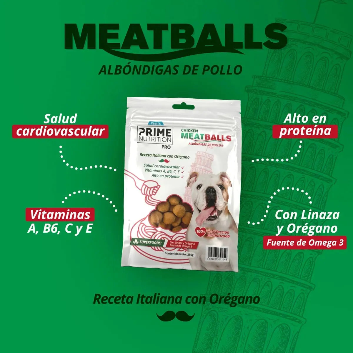 Pearl's Prime Nutrition PRO Chicken Meatballs – Premios de Pollo para Perro 250 g