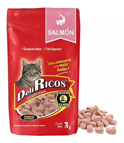 DeliRicos Snacks Salmón – Premios para Gato 70 g