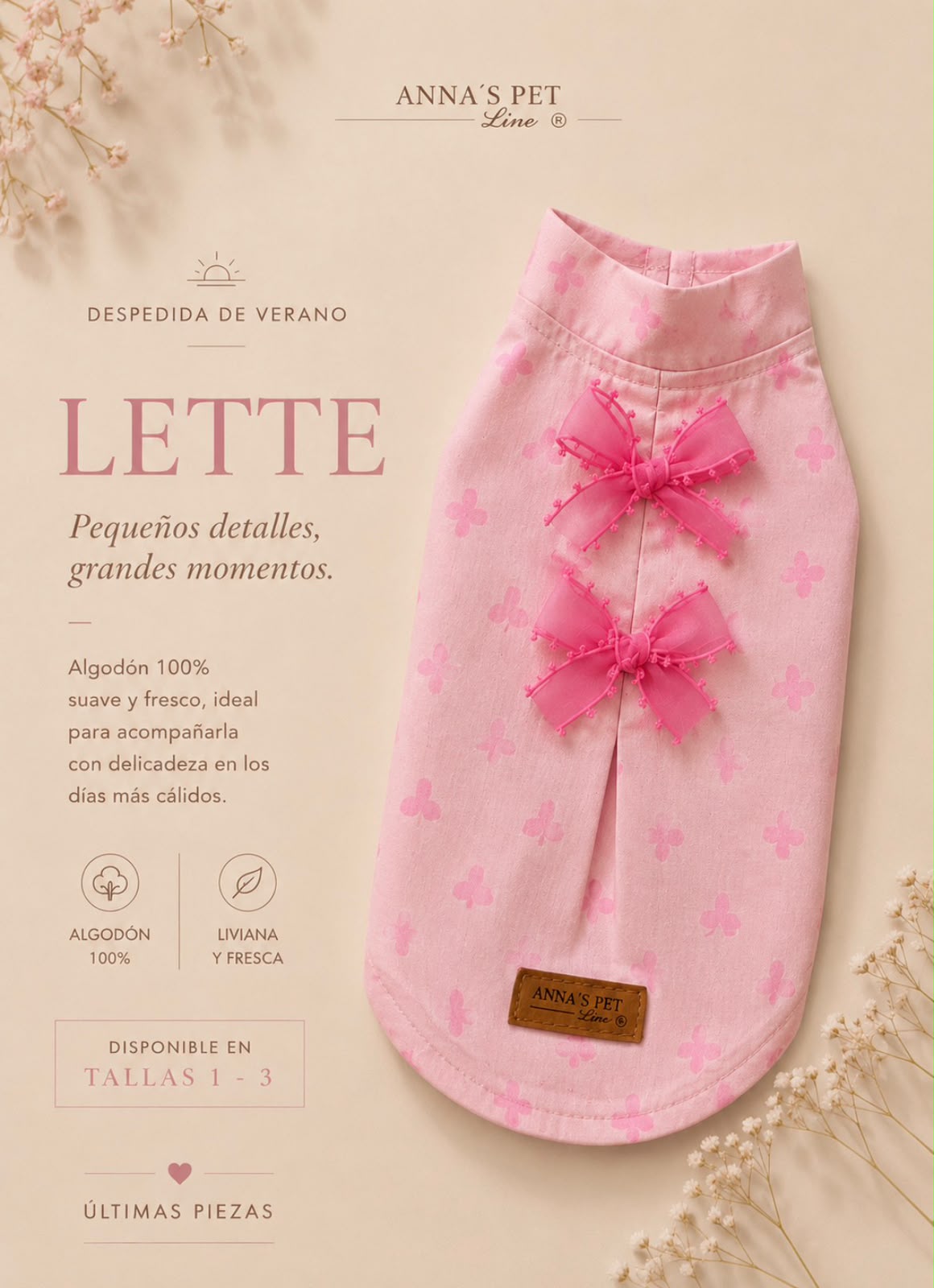 Blusa para perrita Lette Rosa – Anna’s Pet Line