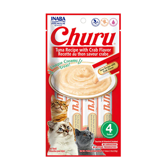 Inaba Churu / Atún y Cangrejo / Snack cremoso para gatos / 4 piezas