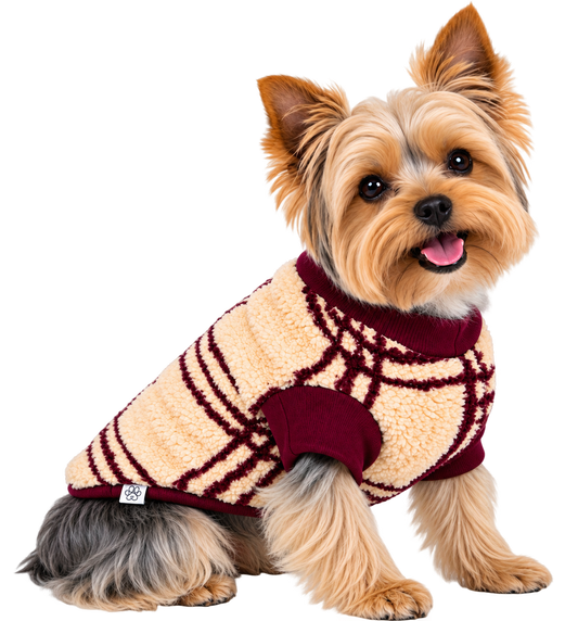 Suéter de Peluche Tinto para Perro – Extra Suave y Calientito