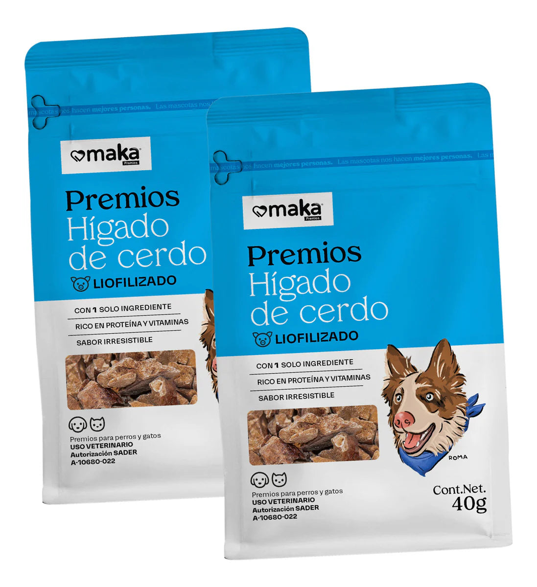Premios de Hígado de cerdo Liofilizado / Maka / 40 gr